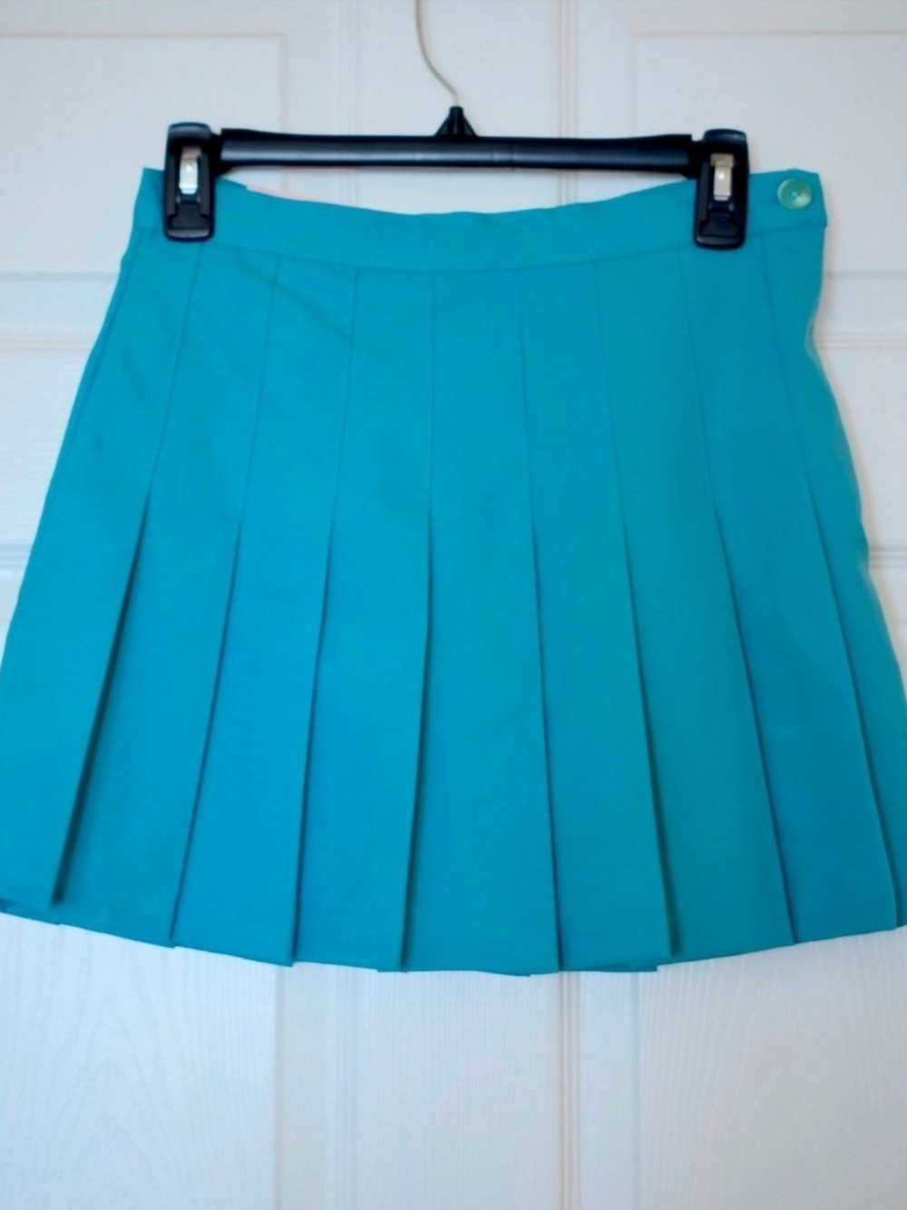 Pleated Mini Skirt in Teal Blue